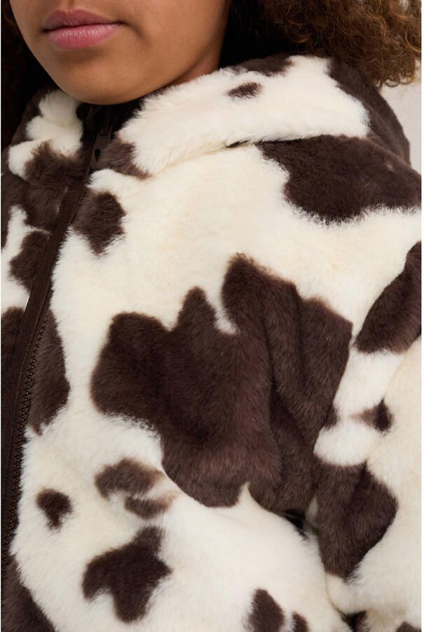 WE Fashion faux fur winterjas met dierenprint bruin - Foto 2