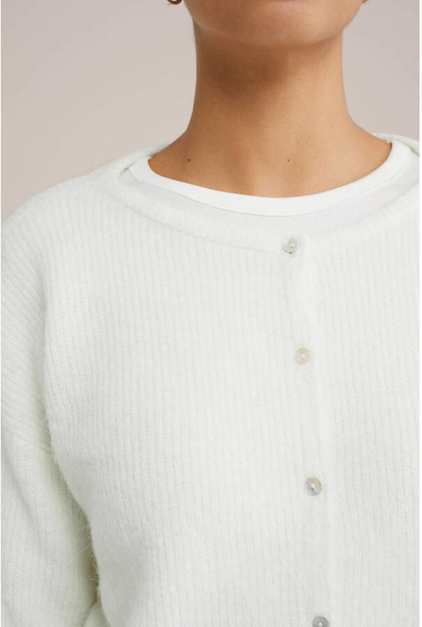 WE Fashion fijngebreid vest wit
