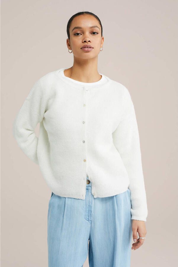WE Fashion fijngebreid vest wit - Foto 3