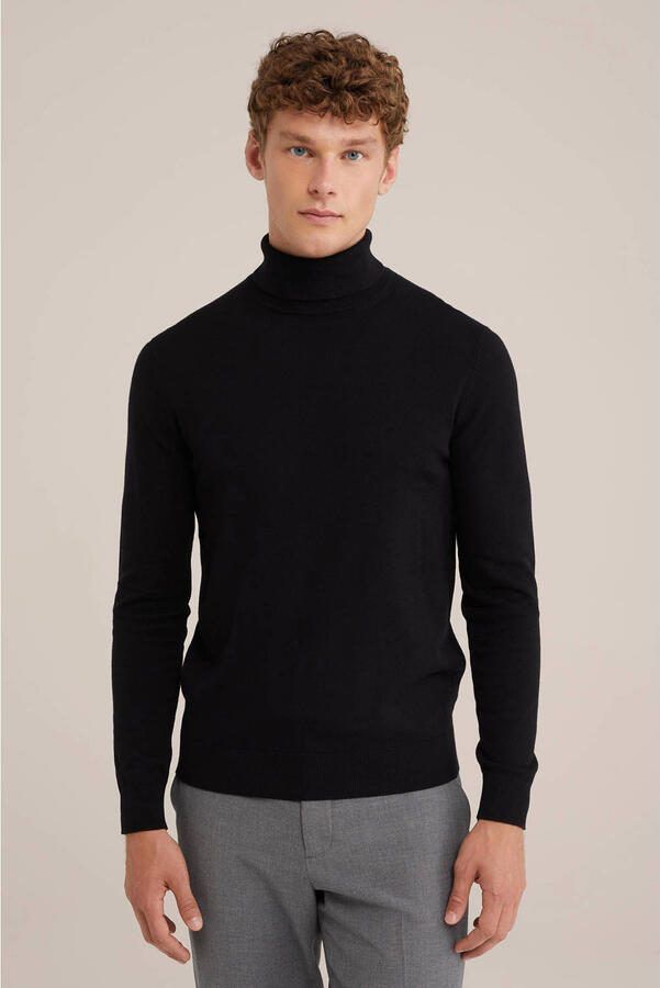 WE Fashion coltrui fijn gebreid zwart - Foto 3