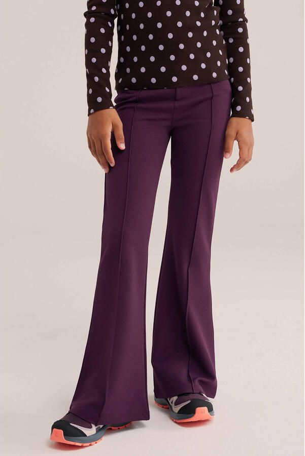 WE Fashion flared broek aubergine