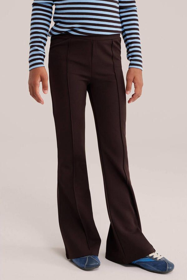 WE Fashion flared broek donkerbruin