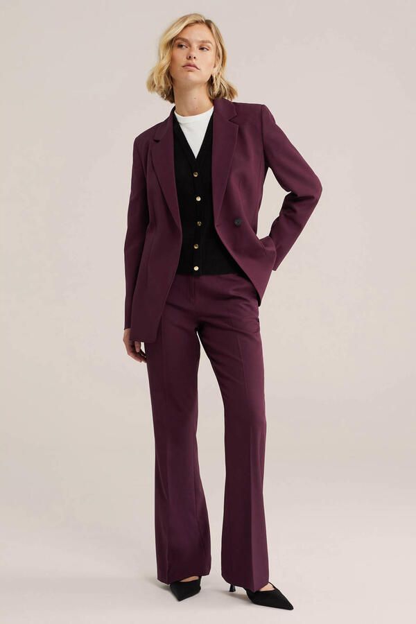 WE Fashion flared broek donkerpaars - Foto 3