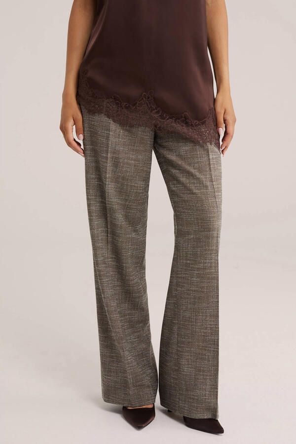 WE Fashion flared broek grijsbruin