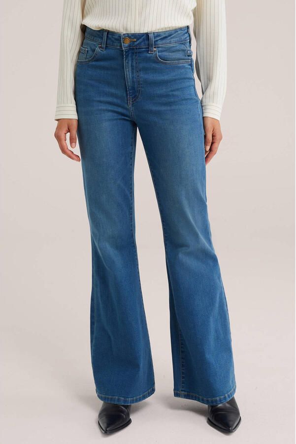 WE Fashion flared jeans donkerblauw