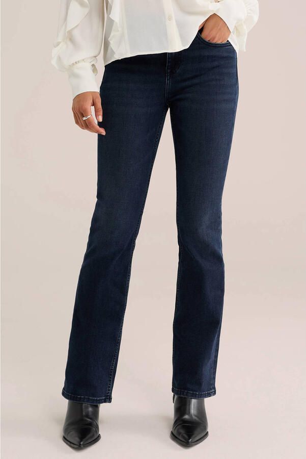 WE Fashion flared jeans donkerblauw