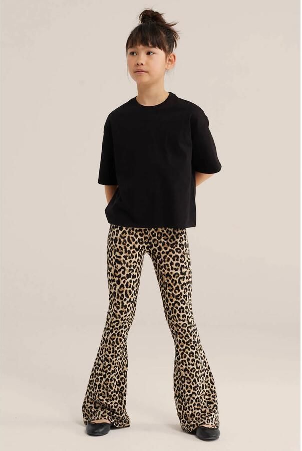 WE Fashion flared legging met panterprint bruin - Foto 2