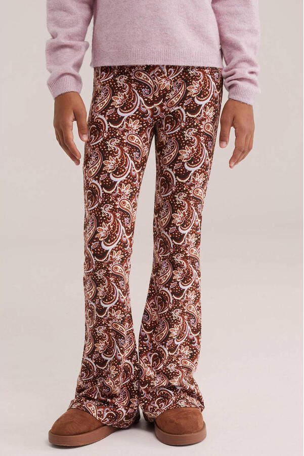 WE Fashion flared legging met print bruin