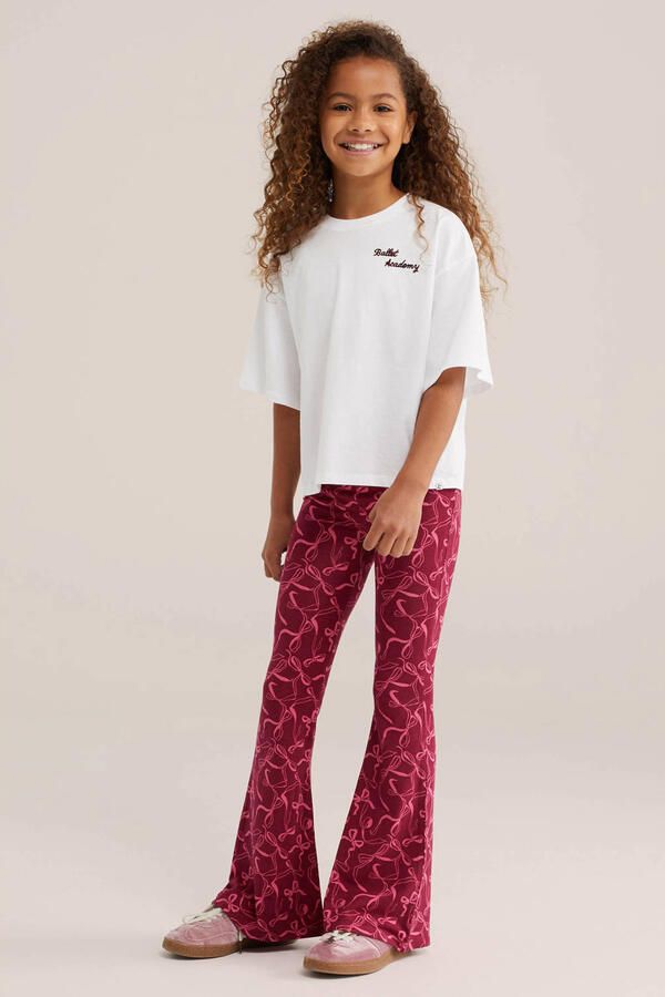 WE Fashion flared legging met print rood - Foto 2