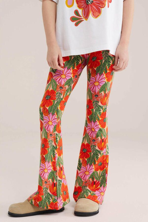 WE Fashion flared legging oranje roze groen