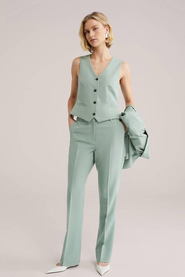 WE Fashion flared pantalon mintgroen