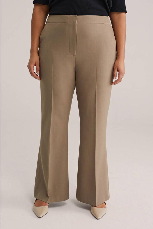 WE Fashion flared regular waist pantalon taupe