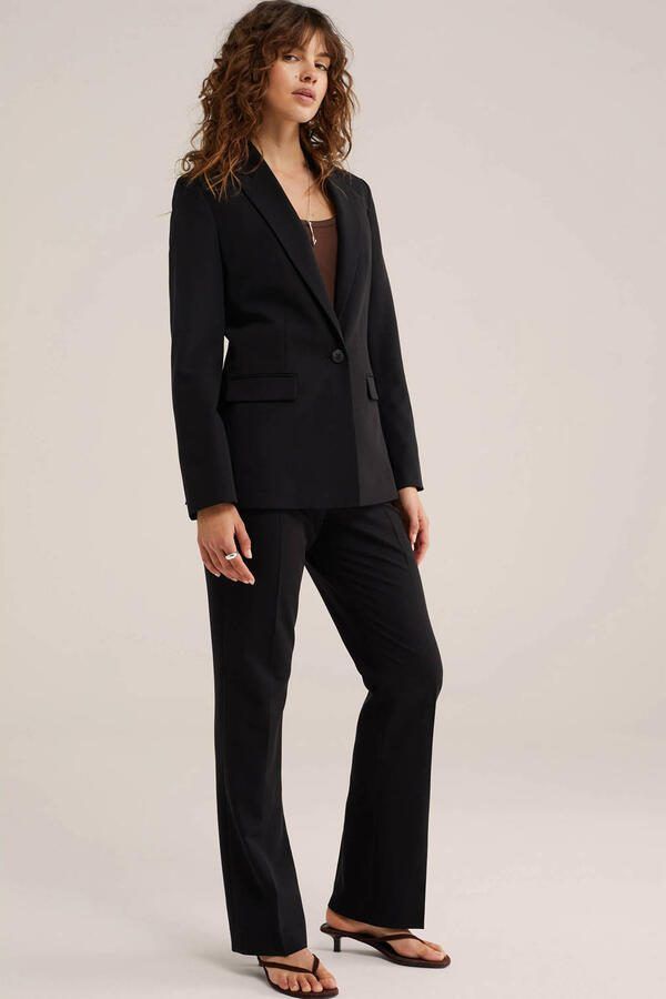 WE Fashion flared regular waist pantalon zwart - Foto 3