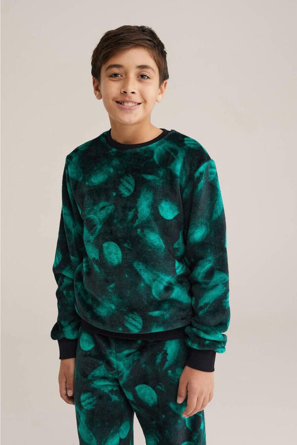 WE Fashion fleece pyjama blauw