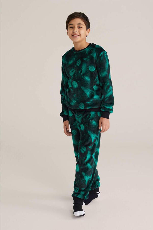 WE Fashion fleece pyjama blauw - Foto 3