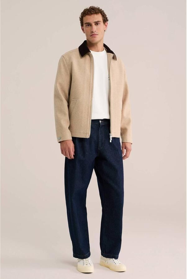 WE Fashion fleece tussenjas met corduroy details beige - Foto 3