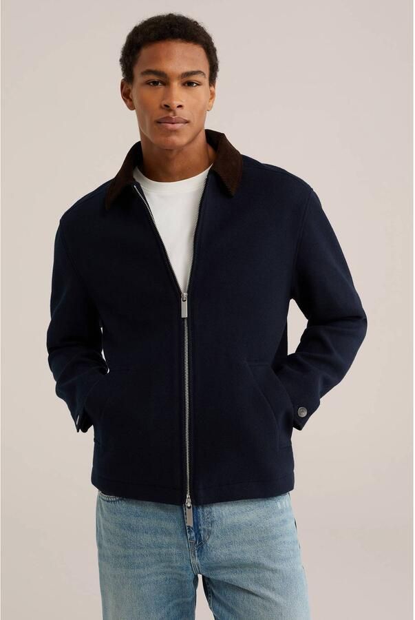 WE Fashion fleece tussenjas met corduroy details heavy blue