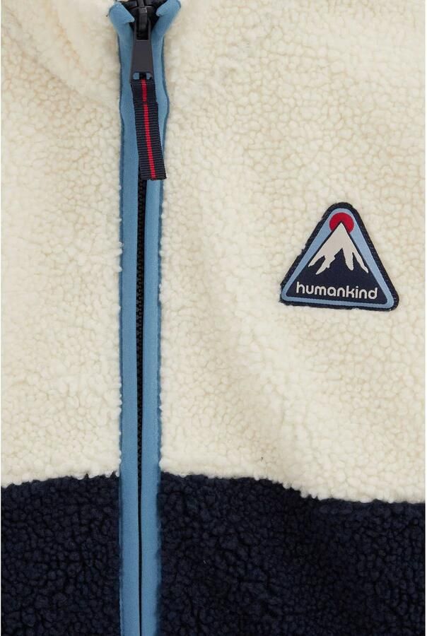 WE Fashion fleecevest met teddy details en patches donkerblauw wit bruin Jongens Polyester Opstaande kraag - Foto 2
