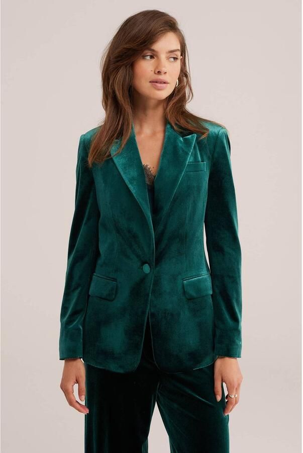 WE Fashion fluwelen blazer donkergroen