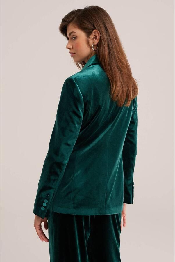 WE Fashion fluwelen blazer donkergroen - Foto 3