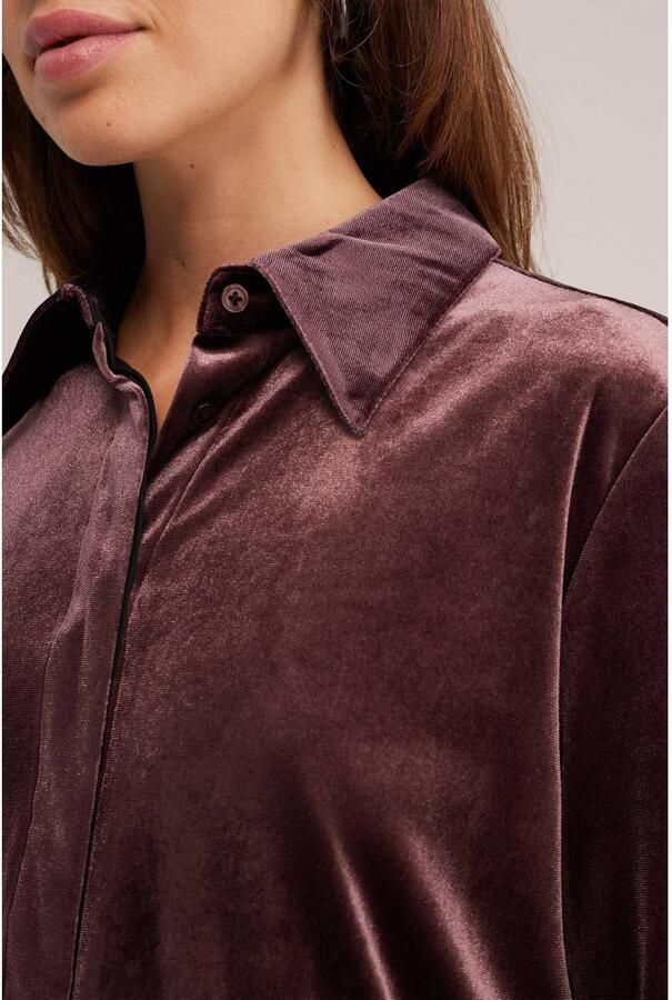WE Fashion fluwelen blouse aubergine - Foto 2