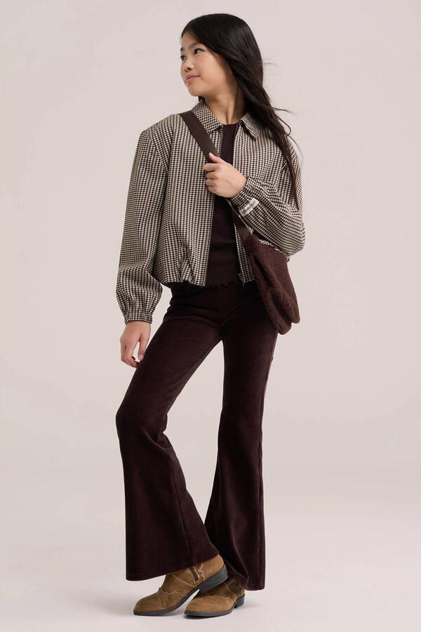 WE Fashion fluwelen flared broek donkerbruin - Foto 3