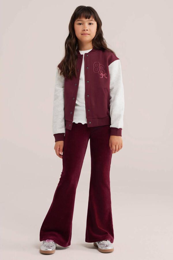WE Fashion fluwelen flared broek donkerrood - Foto 2