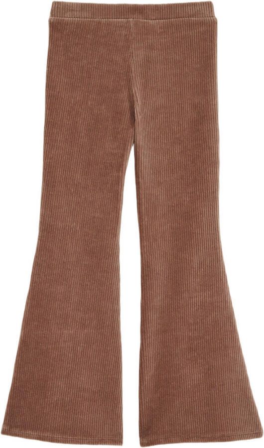 WE Fashion fluwelen flared broek lichtbruin