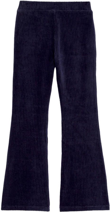 WE Fashion velours flared broek donkerblauw Effen 104 - Foto 3