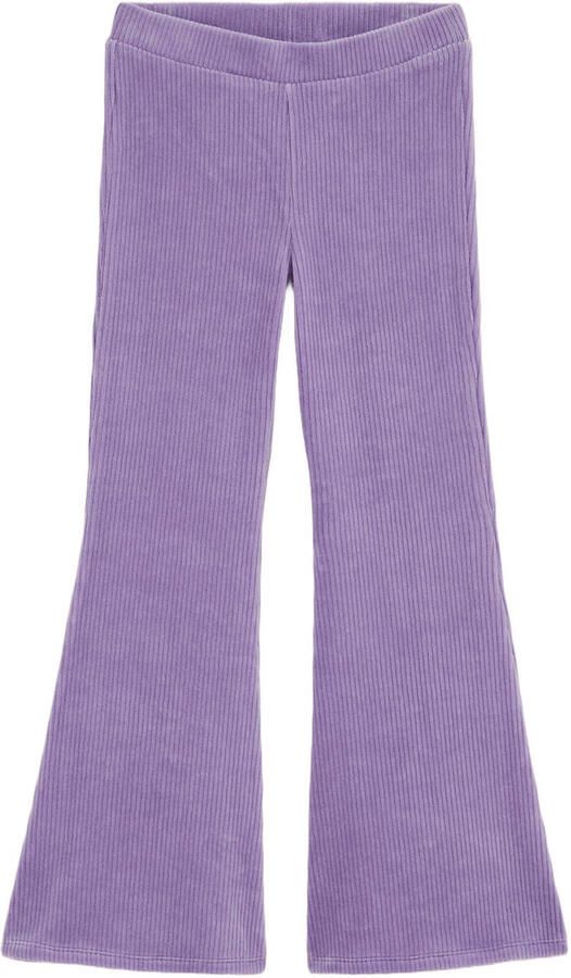 WE Fashion fluwelen flared broek paars