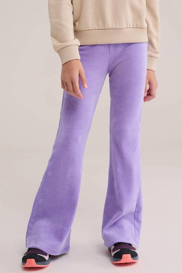 WE Fashion fluwelen flared broek paars