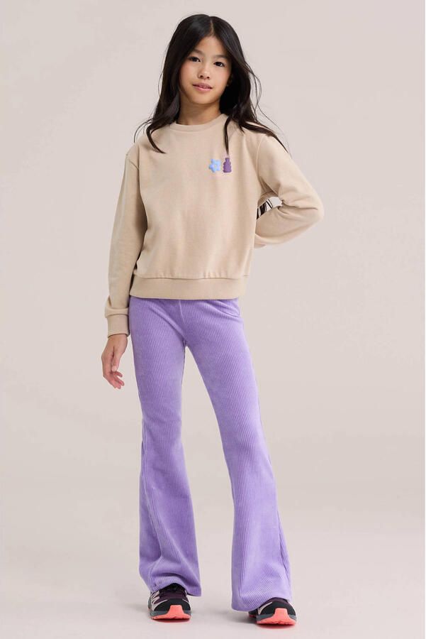 WE Fashion fluwelen flared broek paars - Foto 3