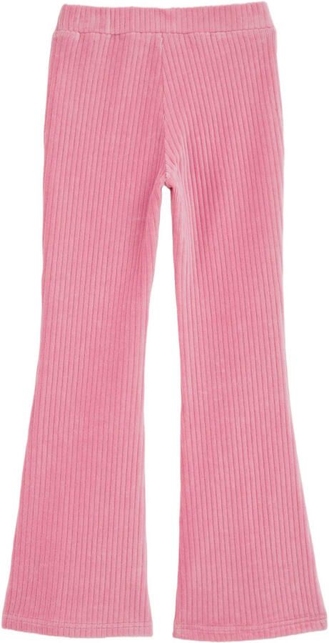 WE Fashion fluwelen flared broek roze - Foto 2