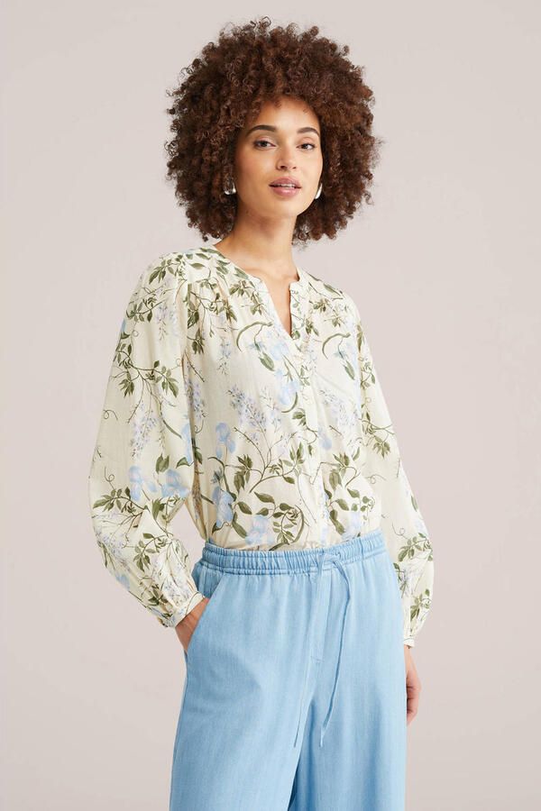 WE Fashion gebloemde blouse ecru