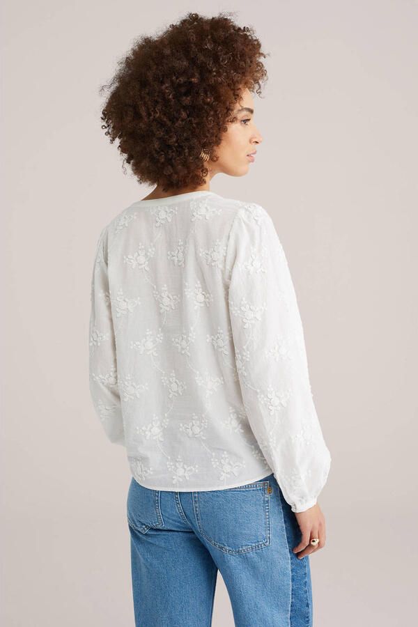 WE Fashion gebloemde blouse wit broderie - Foto 3