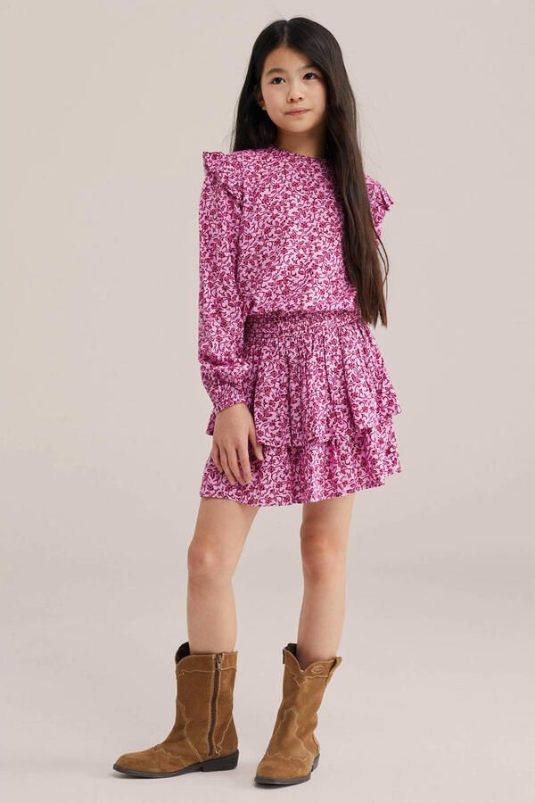 WE Fashion gebloemde blousetop roze - Foto 3