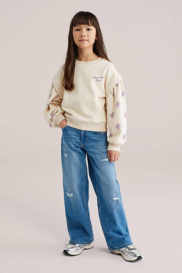 WE Fashion gebloemde sweater beige - Foto 2
