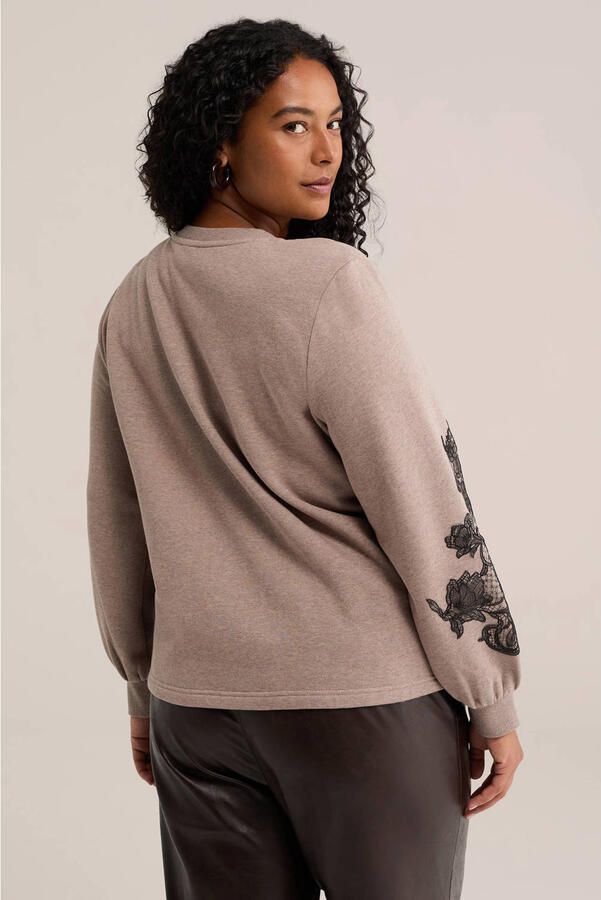 WE Fashion Curve gebloemde sweater beige - Foto 2