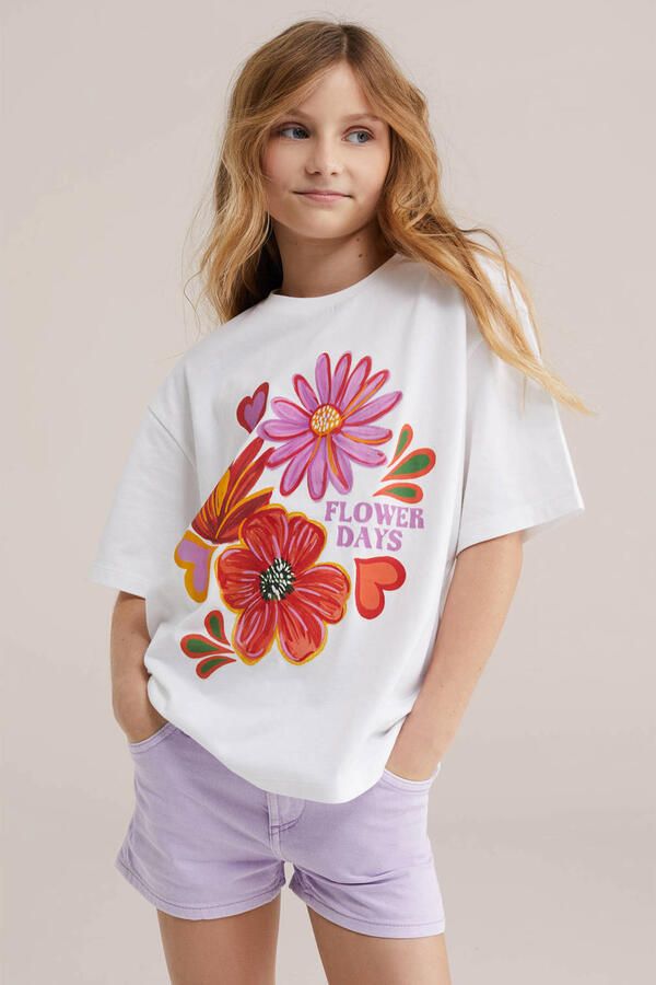 WE Fashion gebloemde T-shirt wit - Foto 2