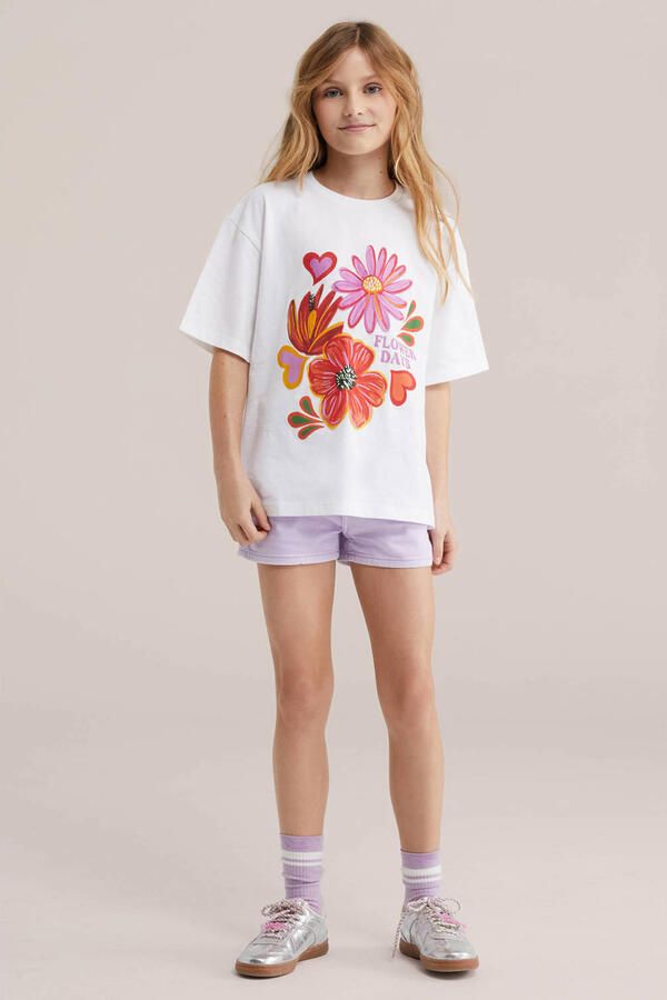 WE Fashion gebloemde T-shirt wit - Foto 3