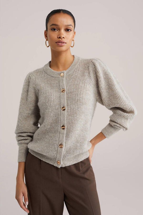 WE Fashion gebreid vest beige melange