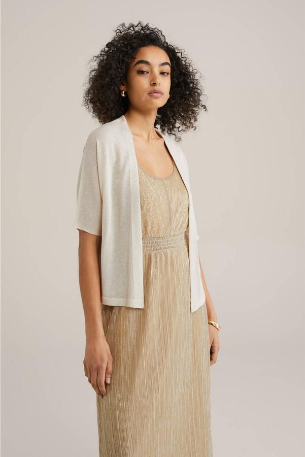 WE Fashion gebreid vest crème met lurex