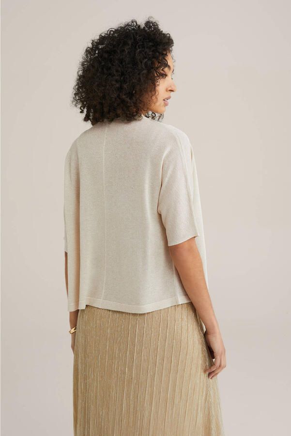 WE Fashion gebreid vest crème met lurex - Foto 3
