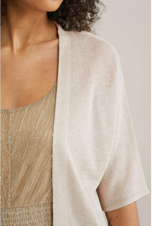WE Fashion gebreid vest crème met lurex - Foto 2