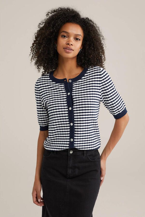 WE Fashion gebreid vest donkerblauw