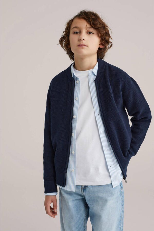 WE Fashion gebreid vest donkerblauw