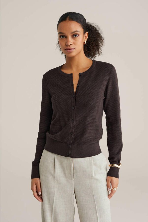 WE Fashion gebreid vest donkerbruin