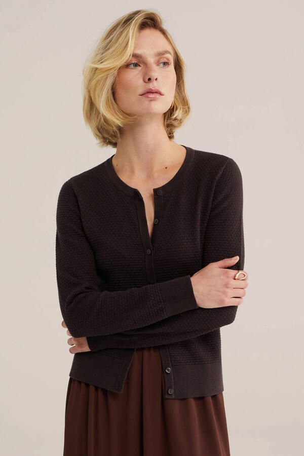 WE Fashion gebreid vest donkerbruin