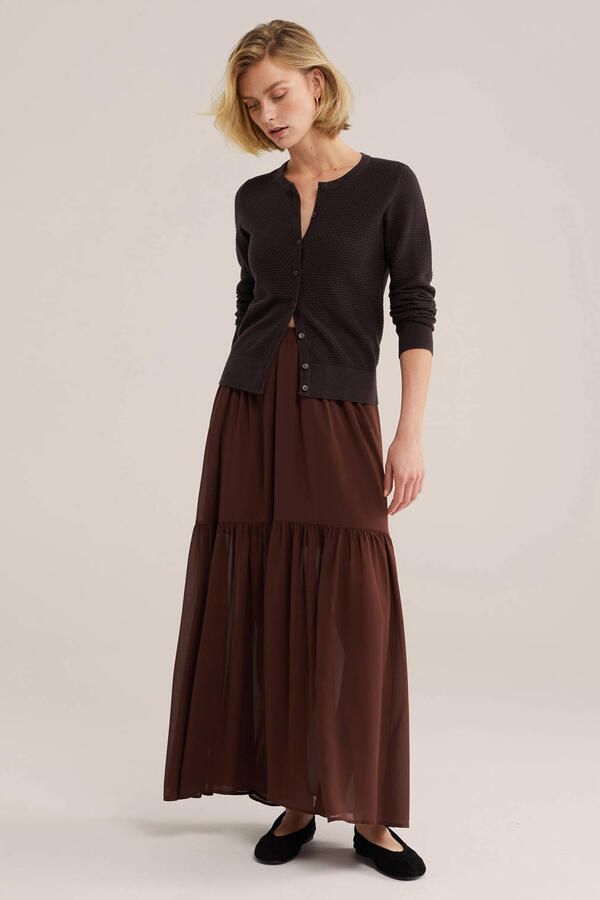 WE Fashion gebreid vest donkerbruin - Foto 2