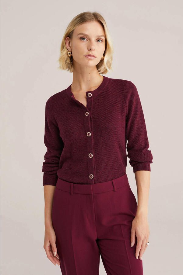 WE Fashion gebreid vest donkerrood